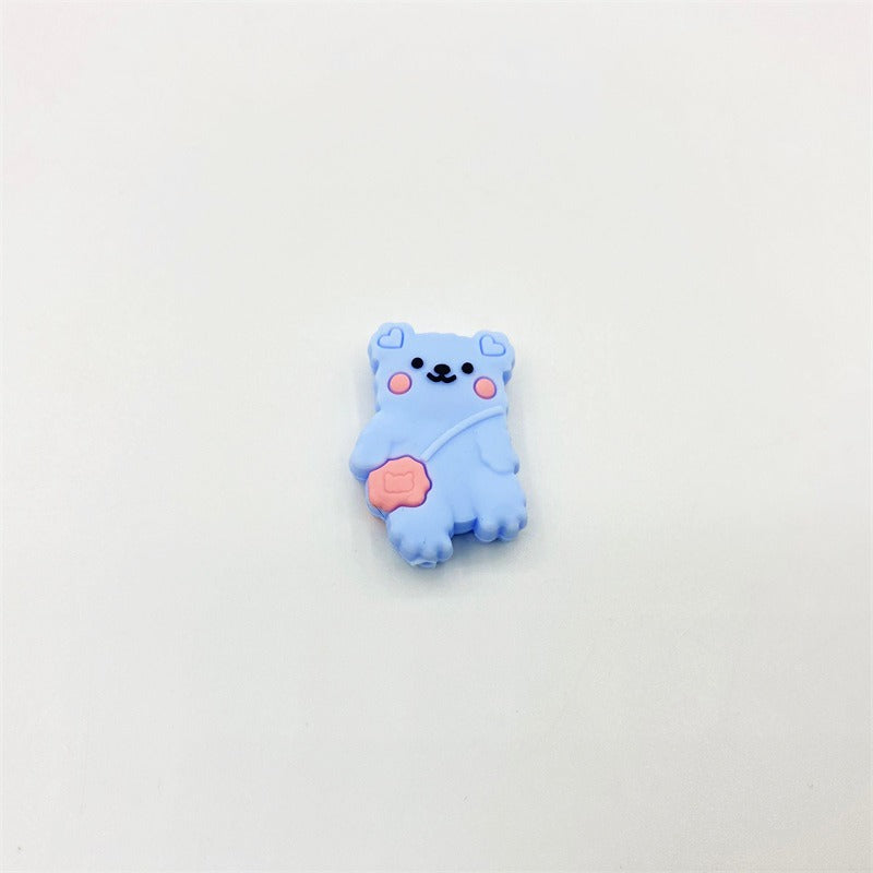 Silicone Focal Beads Backpack Bear Heart Ears Pastel Colors 20pcs 5