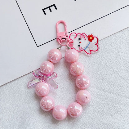 Acrylic Beaded Rabbit and Bear Keychain with Translucent Bow Charm 9