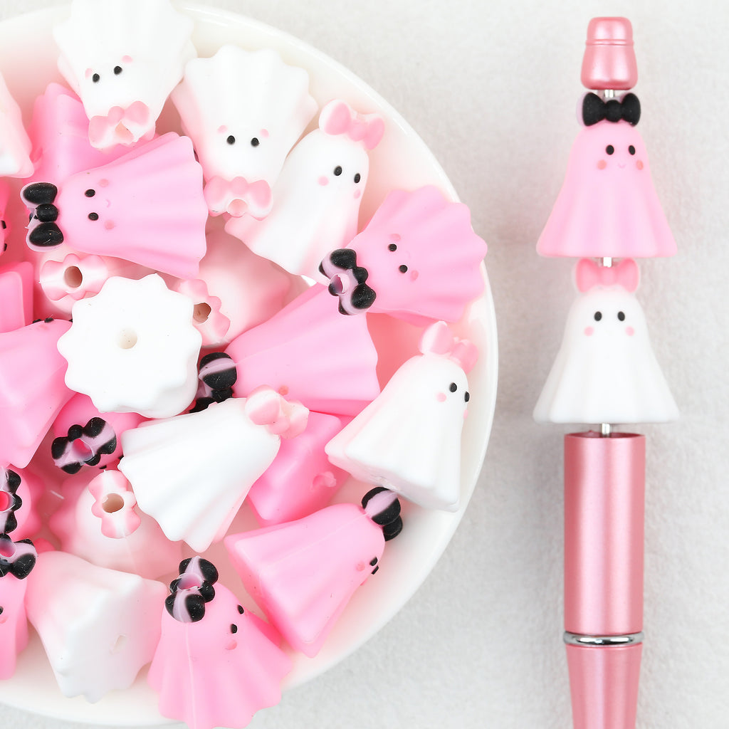  3D Halloween Bow Ghost Silicone Focal Beads 20Pcs