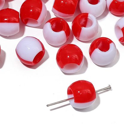 Large Hole Acrylic Beads 12mm Two-Tone Mixed Colors 60pcs 15