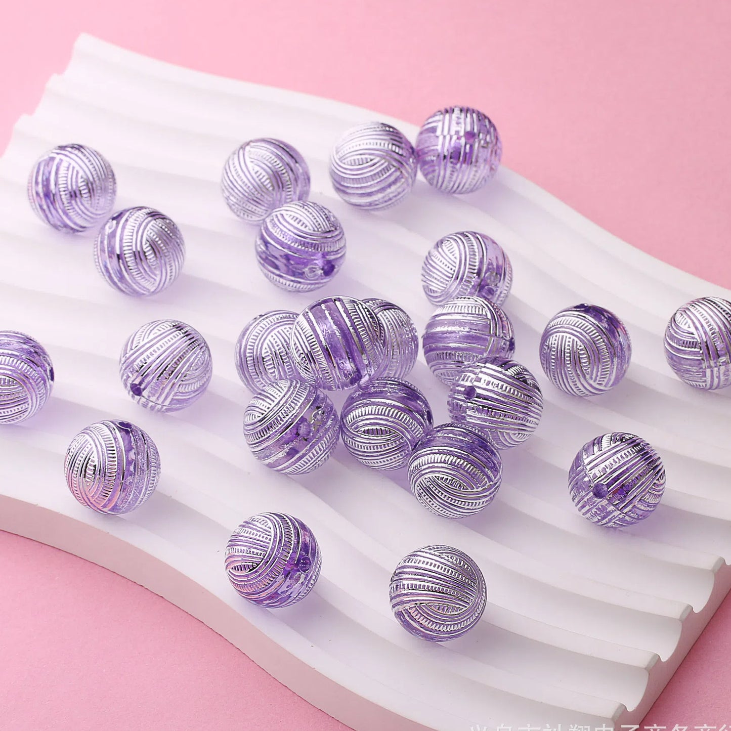 Silver Plating Yarn Ball Acrylic Beads 16mm Mixed Colors 20pcs 5
