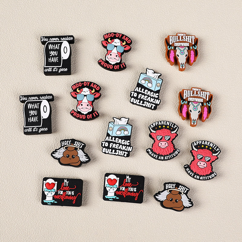 Silicone Focal Beads Fun Text Playful Quotes Cartoon Style 20pcs 2