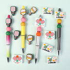Silicone Focal Beads Pickball Theme Playful Paddles Pastel Colors 20pcs 7