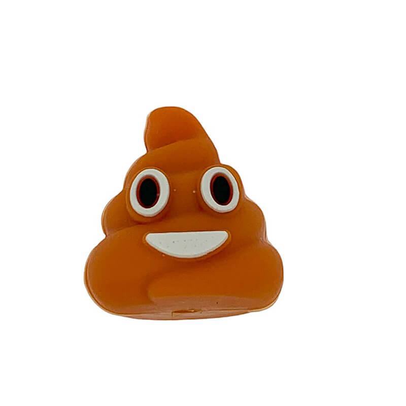 Silicone 3D Focal Beads Poop Light Brown Cheeky Smile 3