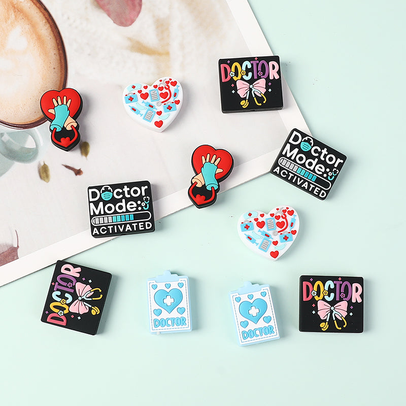 Silicone Focal Beads Doctor Medical Icons Bow Doctor 20pcs 3