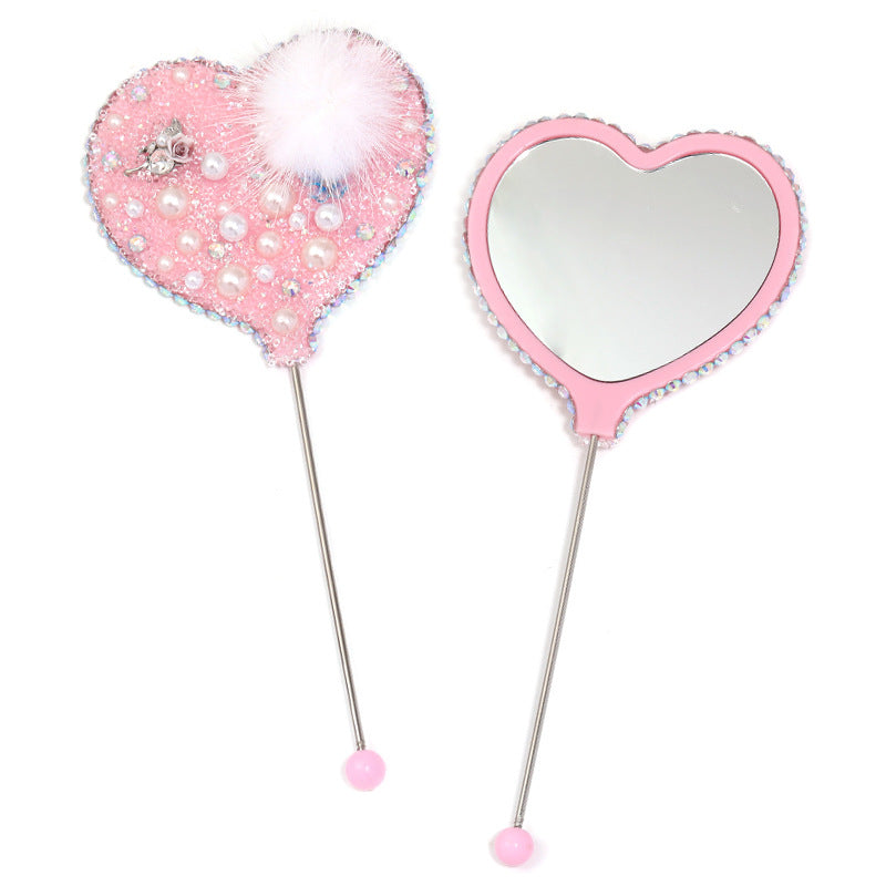 Beadable Heart Shape Handheld Makeup Mirror 22