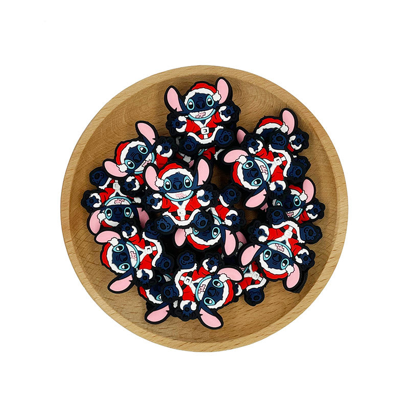 Silicone Focal Beads Christmas Stitch Santa Outfit Oversized Ears 20pcs 2