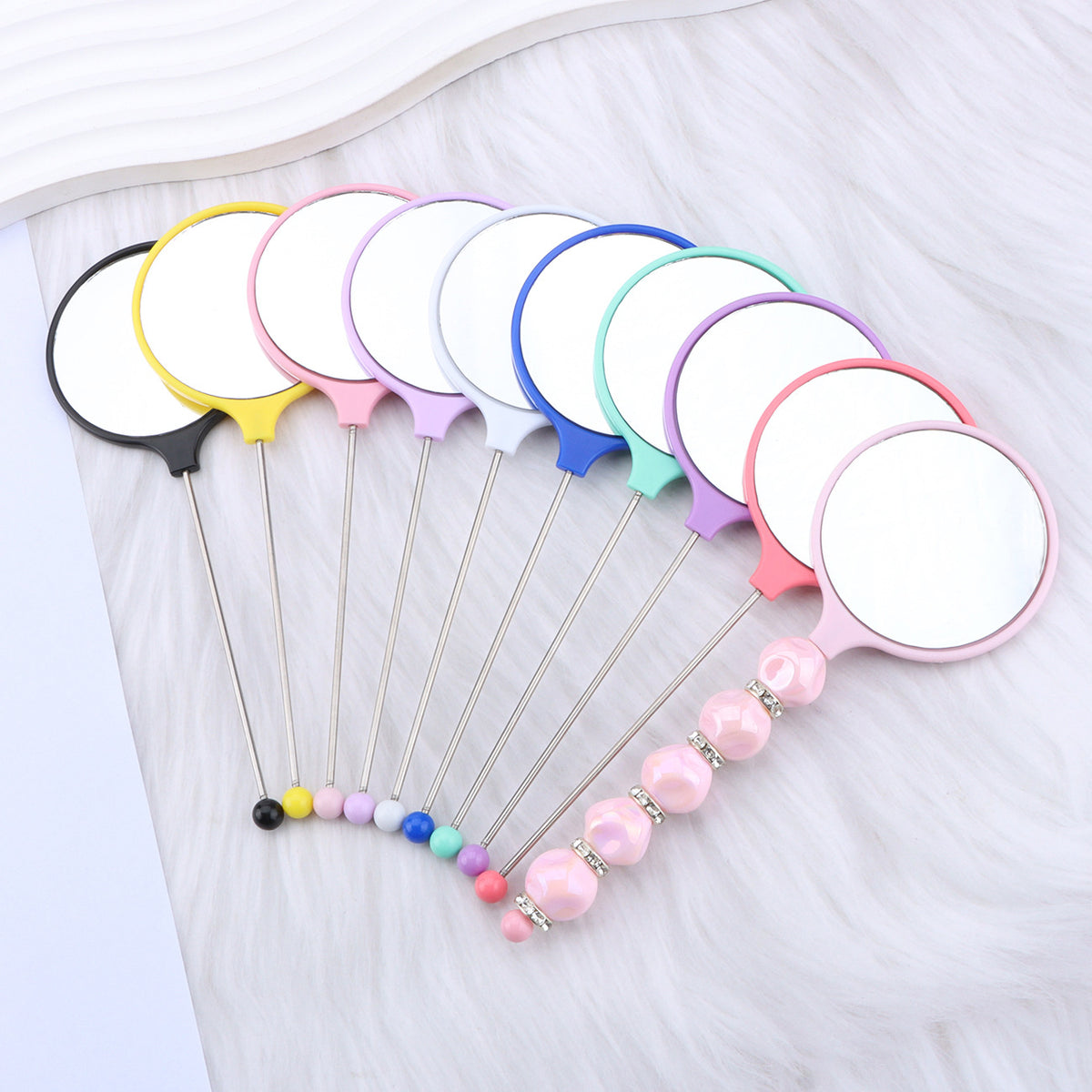 Beadable Mirrors Mini Handheld Round