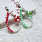 Acrylic Beaded Bow Keychain Colorful Glossy Pearl Accents 2