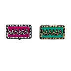 Silicone Focal Beads MAMA Leopard Cutout Pink and Teal 20pcs