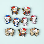 Silicone Focal Beads Hello Kitty Leopard Bow Pink Baseball Player 20pcs 5
