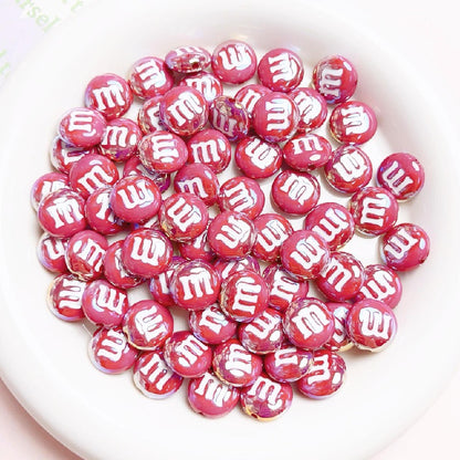 Glossy M Beans Acrylic Beads 14mm Colorful Candy 10pcs 12