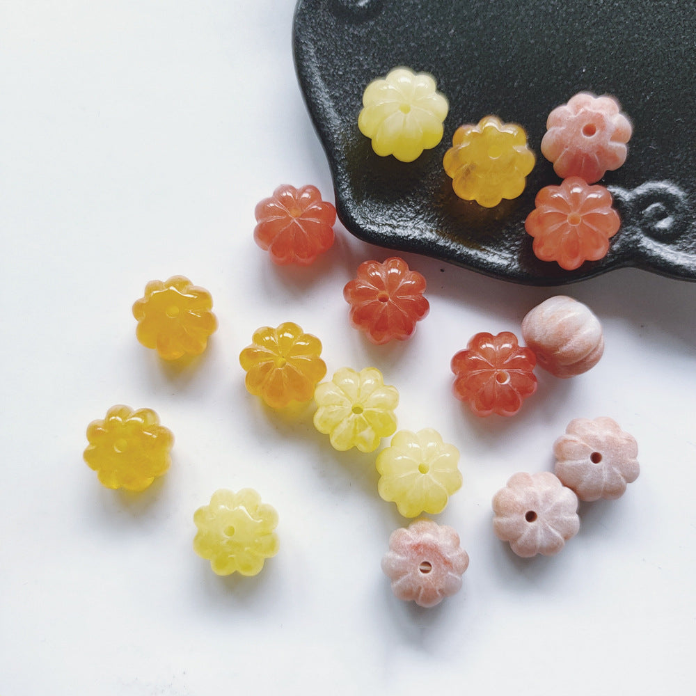 Vintage Pumpkin Shape Resin Beads 12mm Imitation Natural Stone 20pcs 2