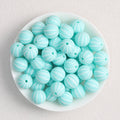 Striped 15mm Priented Round Silicone Beads Balloon Design 50pcs - Blue