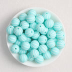 Striped 15mm Priented Round Silicone Beads Balloon Design 50pcs - Blue