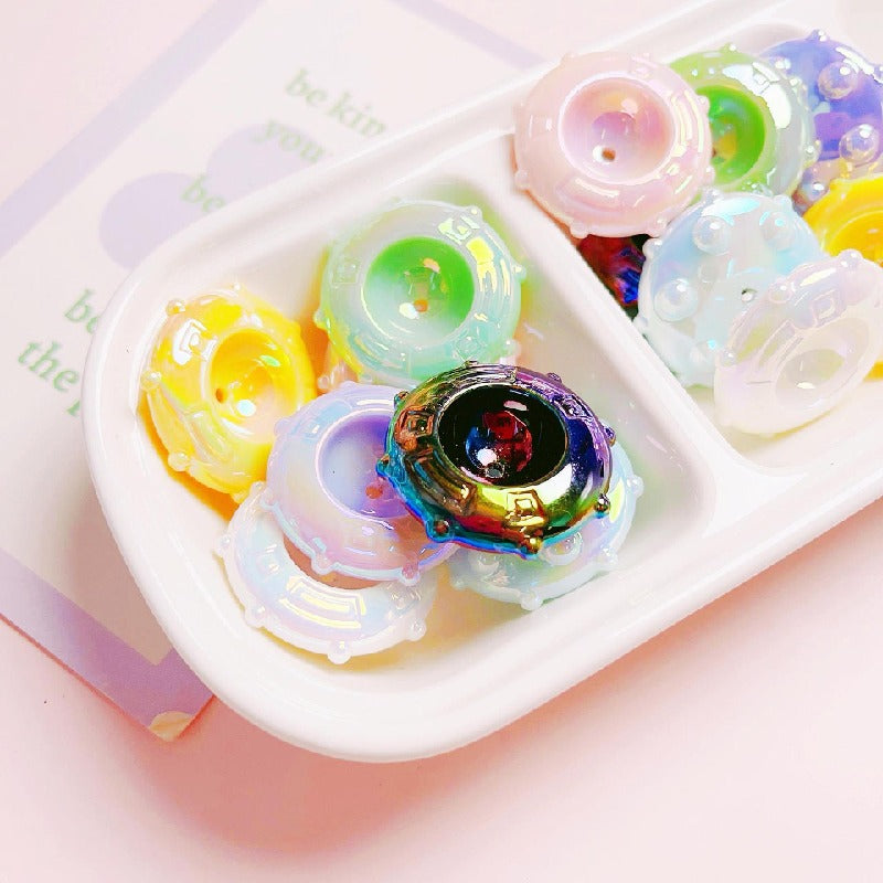 Candy Frisbee Acrylic Beads 30mm Glossy Pastel Rainbow 10pcs 2
