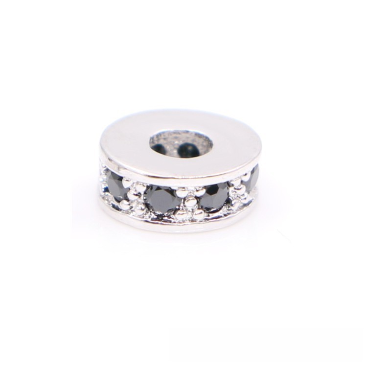 Copper Round Spacer Beads 8mm Inlaid Zircon 10pcs 7