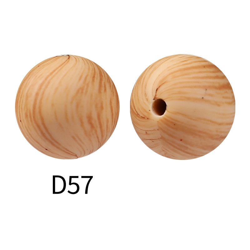 50Pcs 15mm Colored pattern printed silicone beads 59