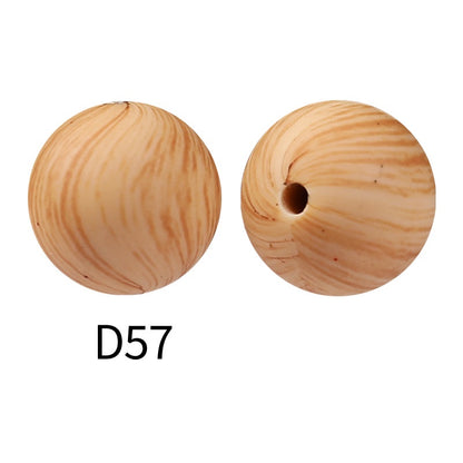 50Pcs 15mm Colored pattern printed silicone beads 59
