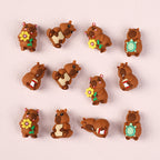 Silicone 3D Focal Beads Capybara Holding Books Flowers Turtles 20pcs 5