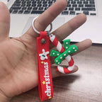 Soft Rubber Christmas Tree and Santa Claus Keychain with Red Strap 10