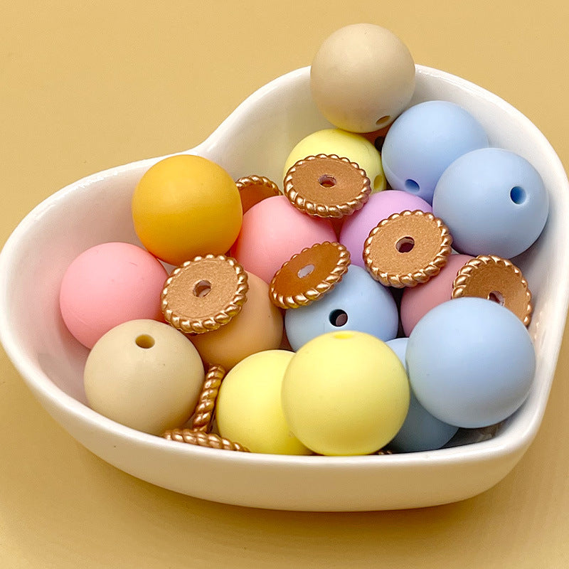 12mm Silicone Flat Spacer Beads Metal Color Stripes Dots 20 pcs 2