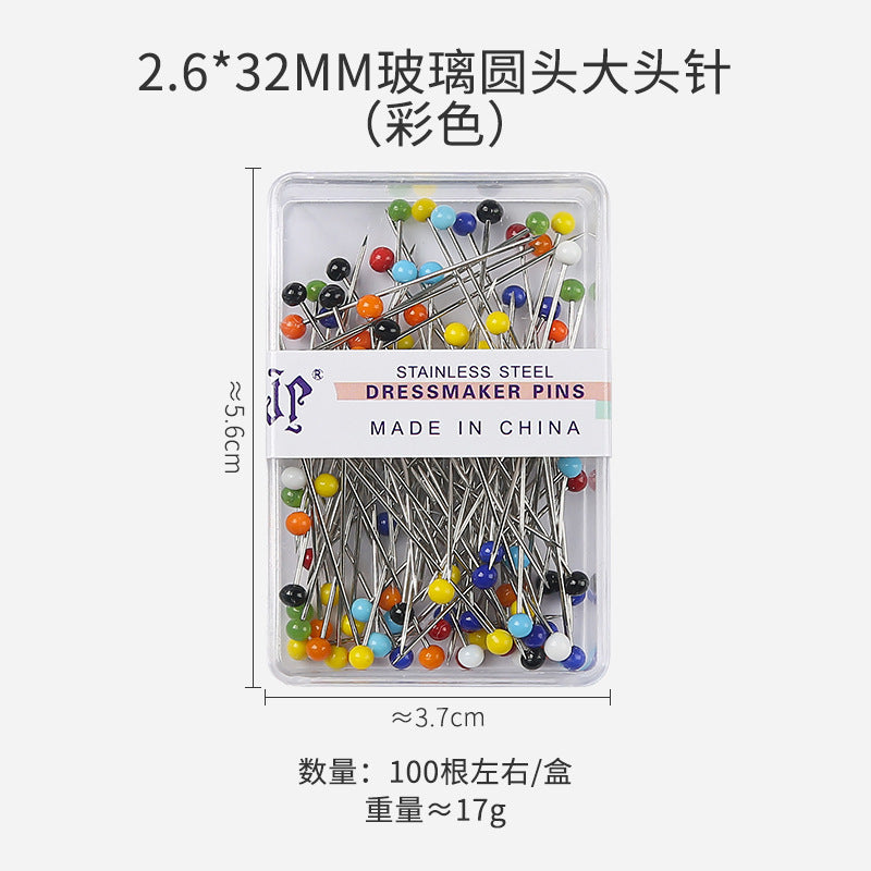 Positioning Sewing Needles Stainless Steel Colorful Glass Heads 6 Boxes 11