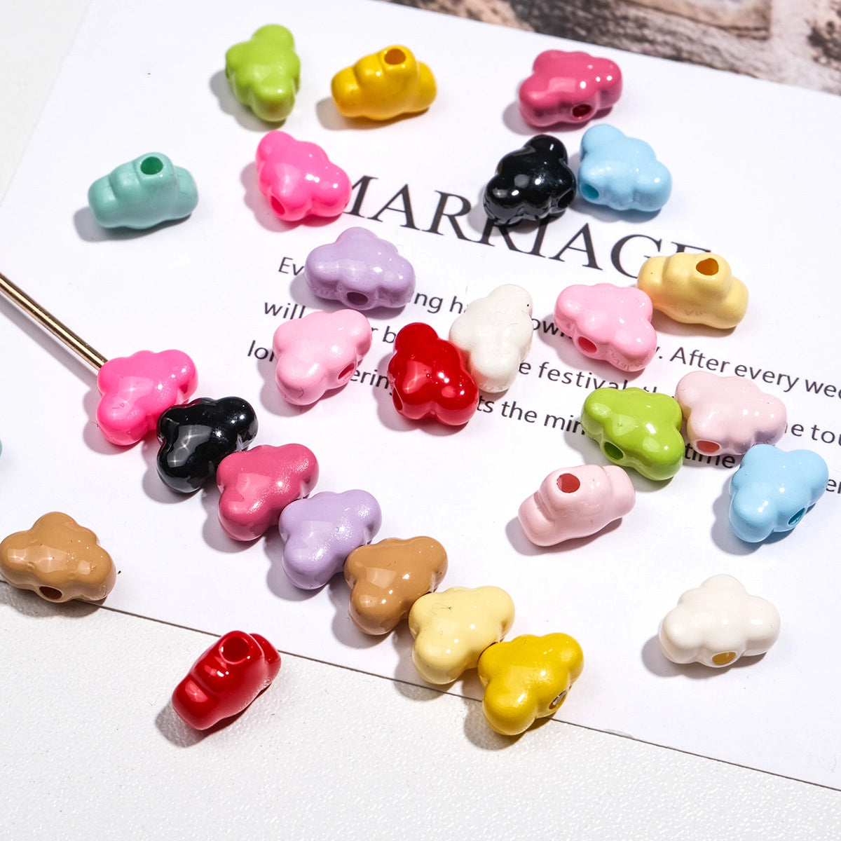Painted Cloud Acrylic Beads 12mm Colorful Glossy Baked 50pcs