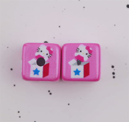 Candy Colored Hello Kitty Square Acrylic Beads 15mm Lively 10pcs 7