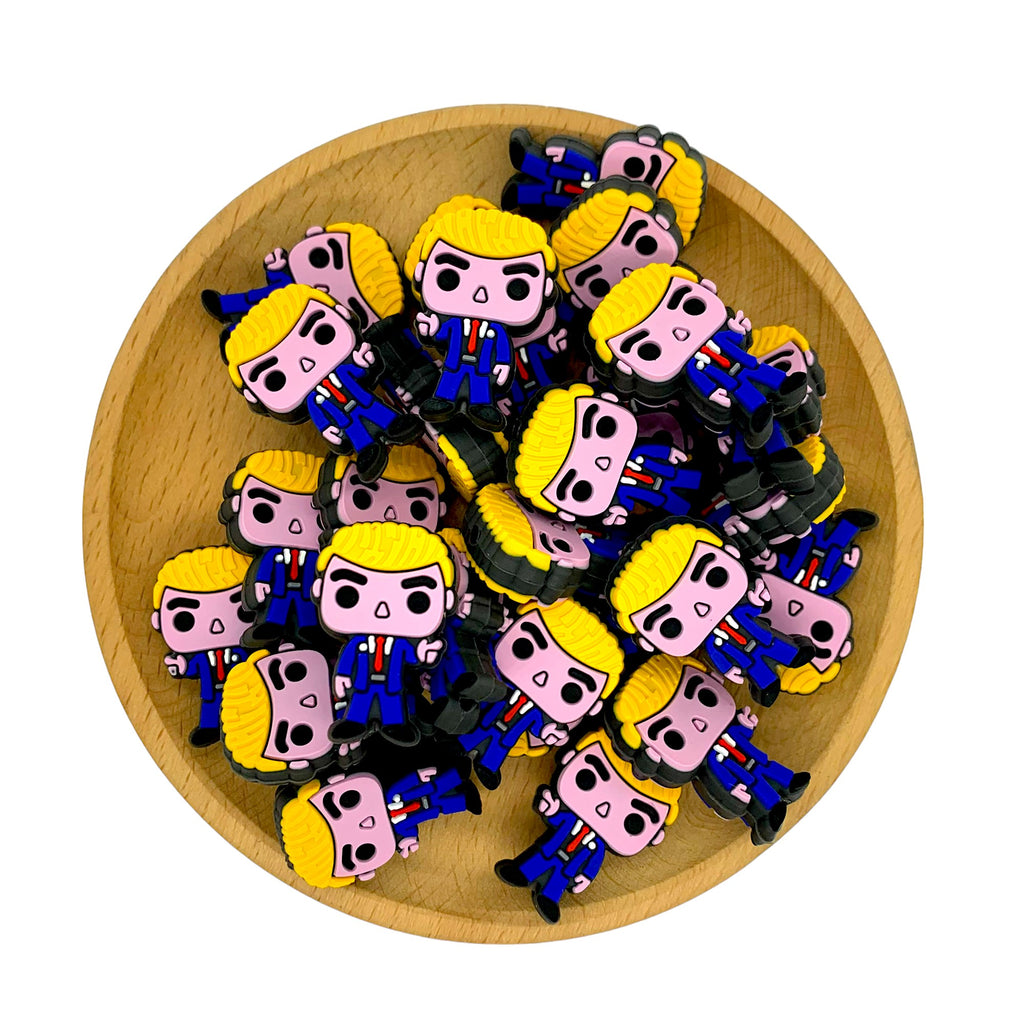 Silicone Focal Beads Suit Trump Blond Character Navy Suit 20pcs 2