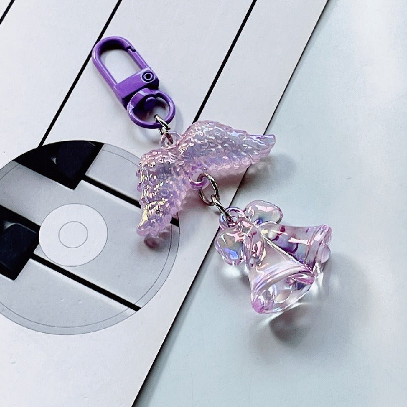 Acrylic Orchid Keychain Transparent Floral Rainbow Hues Charm 9