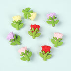 Silicone 3D Focal Beads Rose Multi Color Delicate Petals 20pcs 4