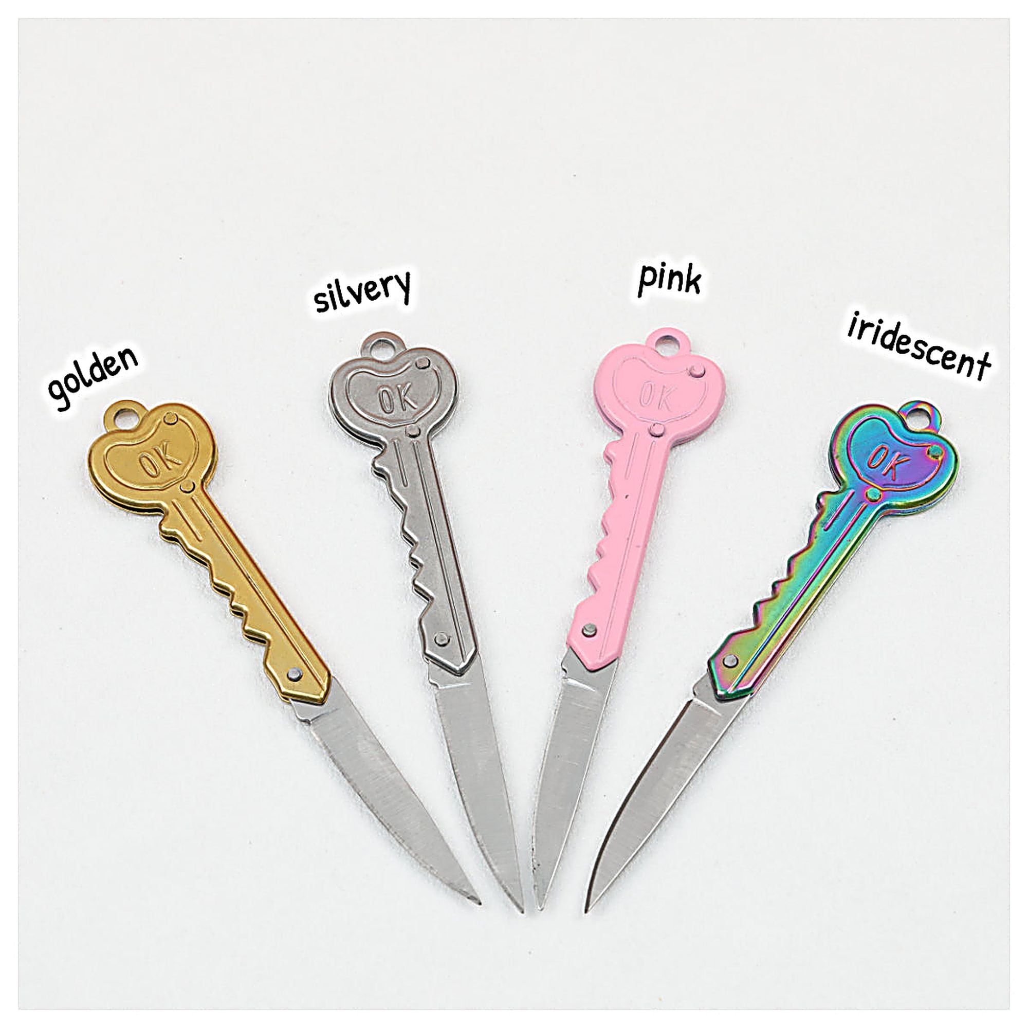 Mini Folding Self Defense Keychain Stainless Steel Key Shape 2pcs