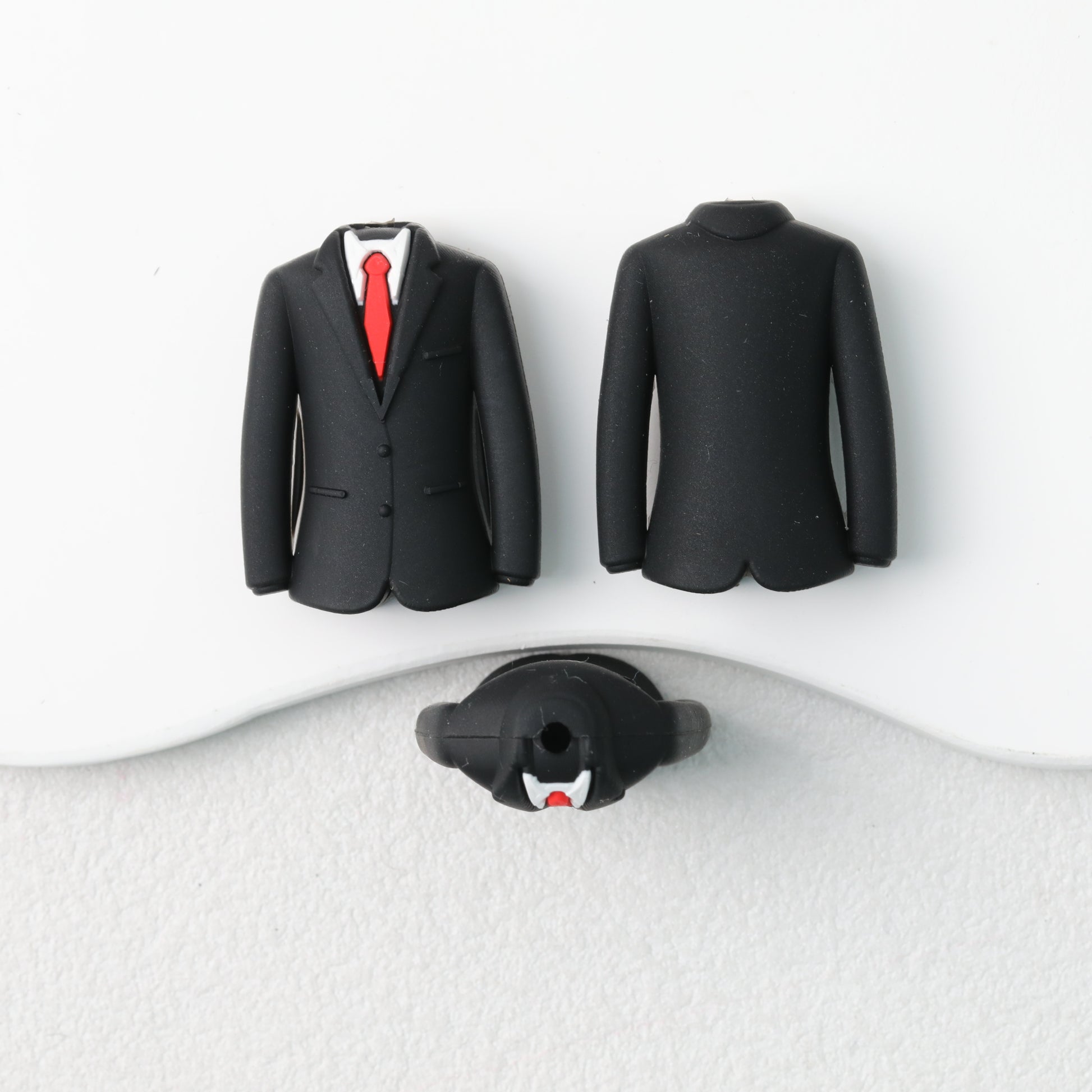 Father's Day Suit 3D Silicone Focal Beads Black Red Tie 20pcs 2