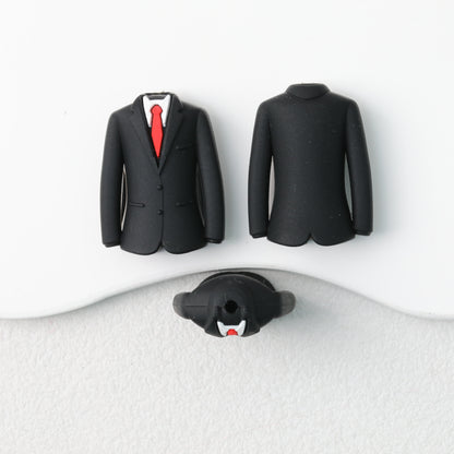 Father's Day Suit 3D Silicone Focal Beads Black Red Tie 20pcs 2