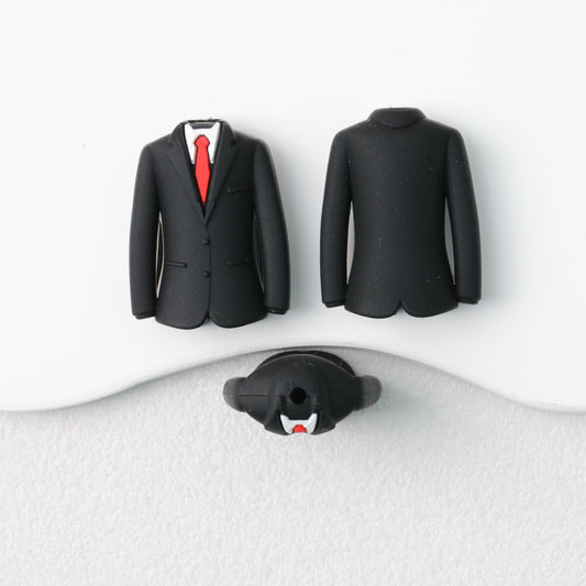 Father's Day Suit 3D Silicone Focal Beads Black Red Tie 20pcs 2