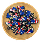 Silicone Focal Beads Independent Day US Love Triple Heart Overlap 20pcs 2