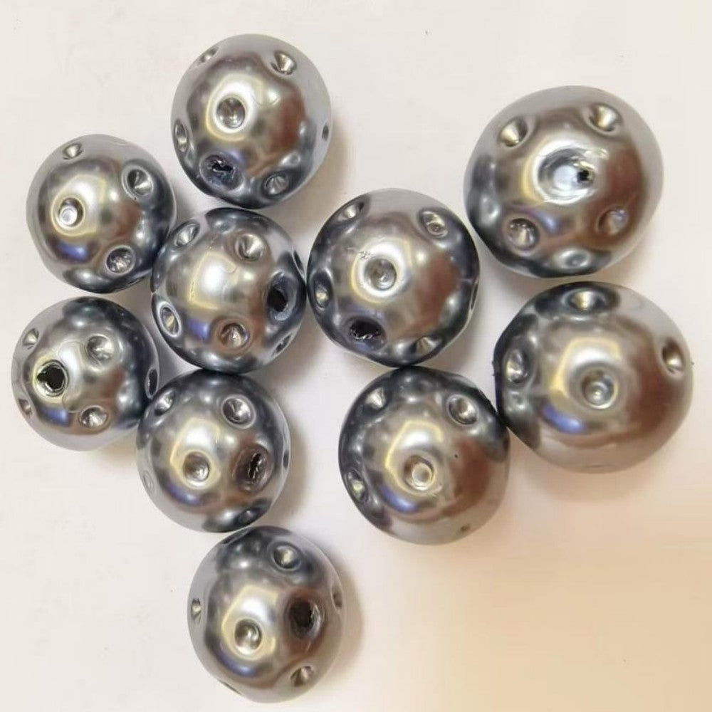 Silver Pearl Finish 20mm Golf Ball Shape Bubblegum Acrylic Beads 10pcs 2