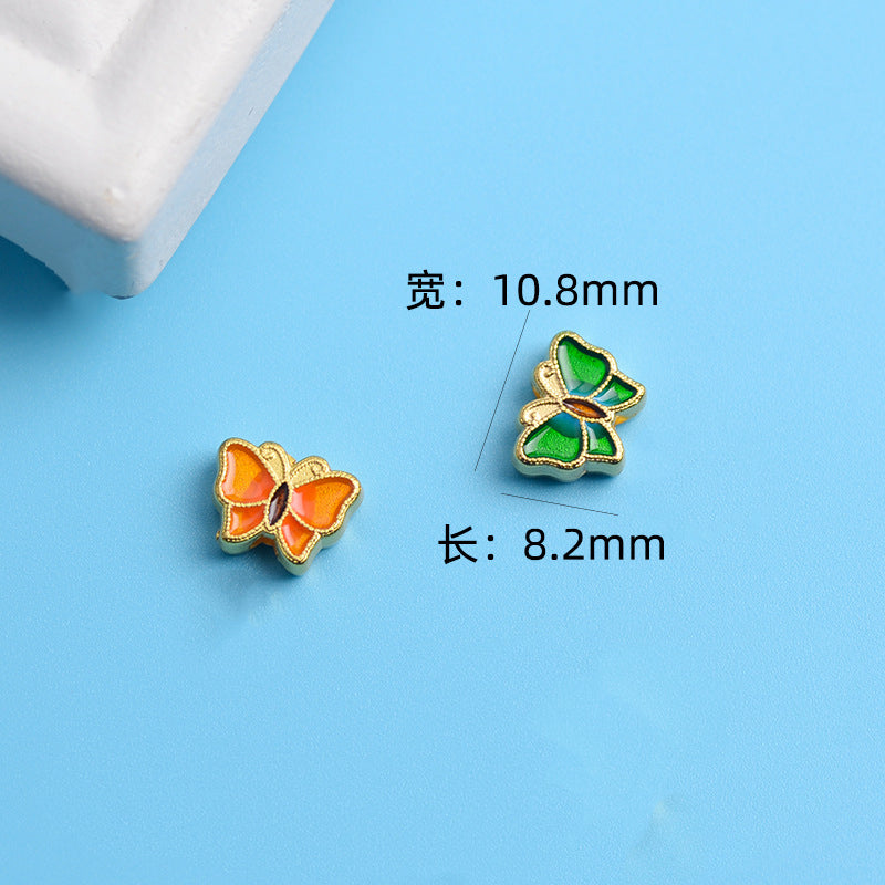 Butterfly Metal Beads 13mm Painted Double-Sided Zinc Alloy 10pcs 7