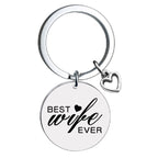 Stainless Steel Heart Keychain Polished Silver Open Charm Family Gift