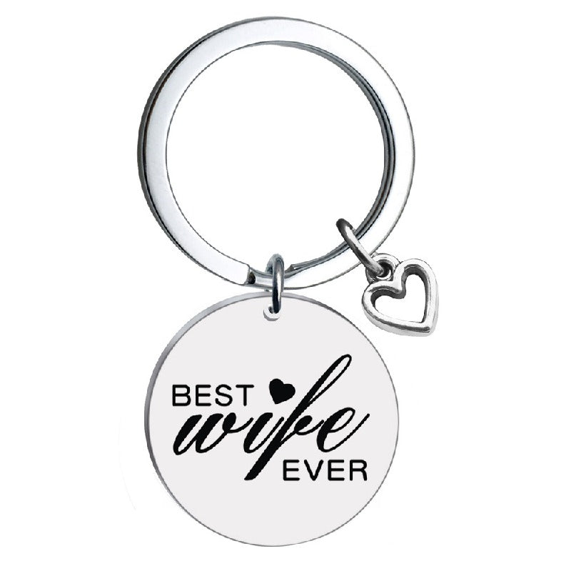 Stainless Steel Heart Keychain Polished Silver Open Charm Family Gift