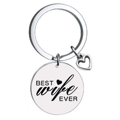 Stainless Steel Heart Keychain Polished Silver Open Charm Family Gift