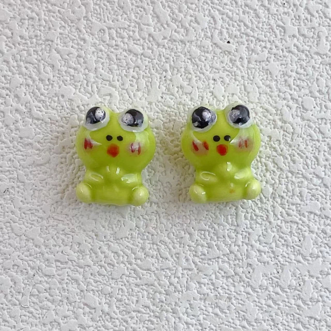 Hand Painted Frog Ceramic Beads 15mm Green Yellow Fruit 10pcs 4
