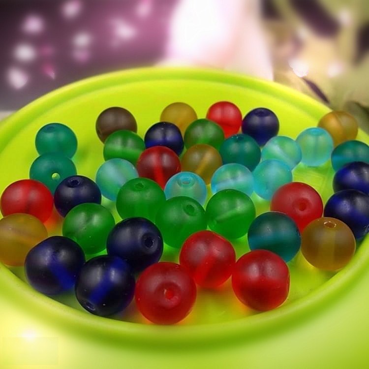 Frosted Round Glass Beads 6mm Assorted Colors Matte Finish 100pcs 3
