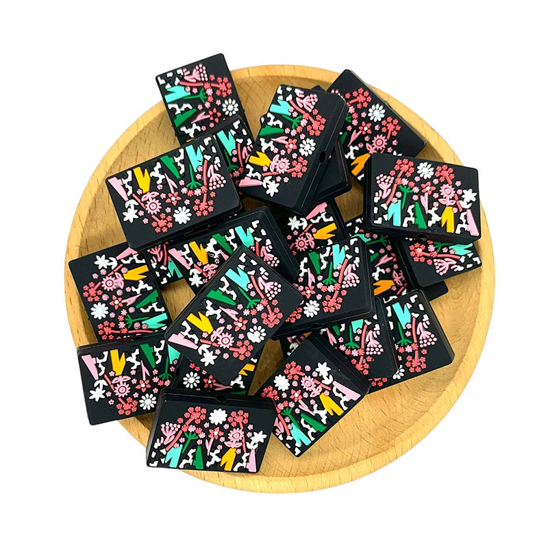 Silicone Focal Beads Flower MaMa Pastel Florals Heartfelt Lettering 20pcs 2