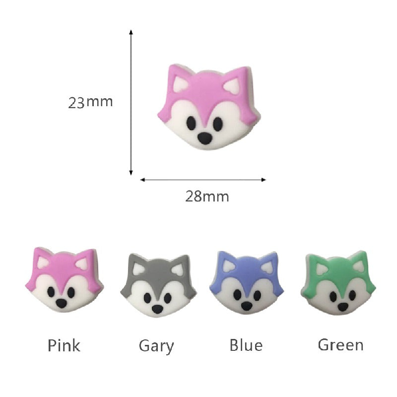 Silicone Focal Beads Fox Face Pastel Colors 20pcs