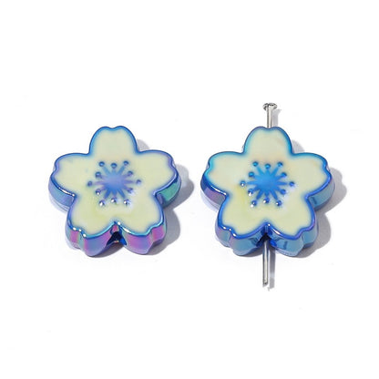 Ombre Sakura Flower Acrylic Beads 20mm Assorted Colors 4pcs 11