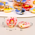 Double-Sided Heart Acrylic Beads 25mm Fairy Tale Girl Pattern 10pcs 2