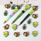 Silicone Focal Beads Christmas Grinch Face With Santa Hat 20pcs 6