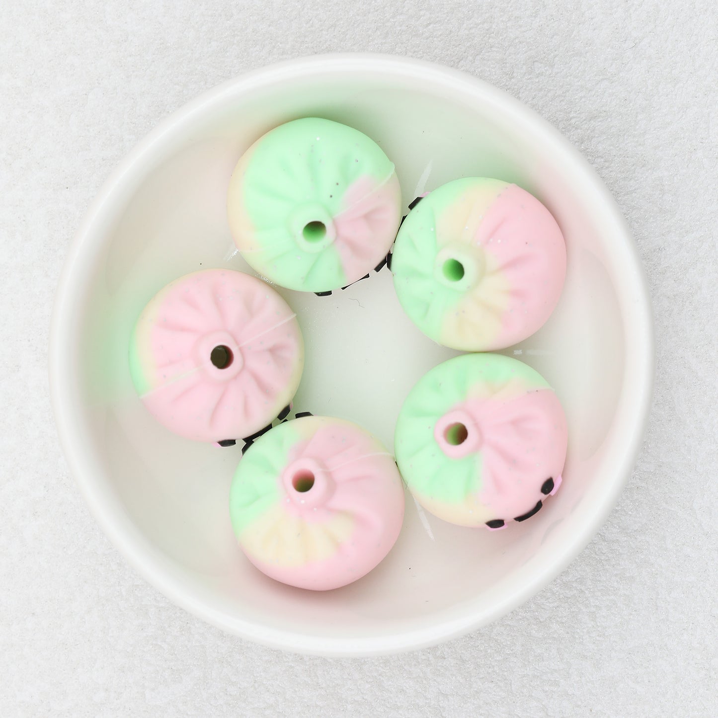 Colorful 3D Glittered Silicone Steamed Stuffed Bun Focal Beads 20pcs 8